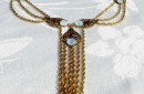 HC 3 STRAND GOLD CHAIN OPAL RUBY NECKLACE 2
