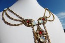 HC 3 STRAND GOLD CHAIN OPAL RUBY NECKLACE 5